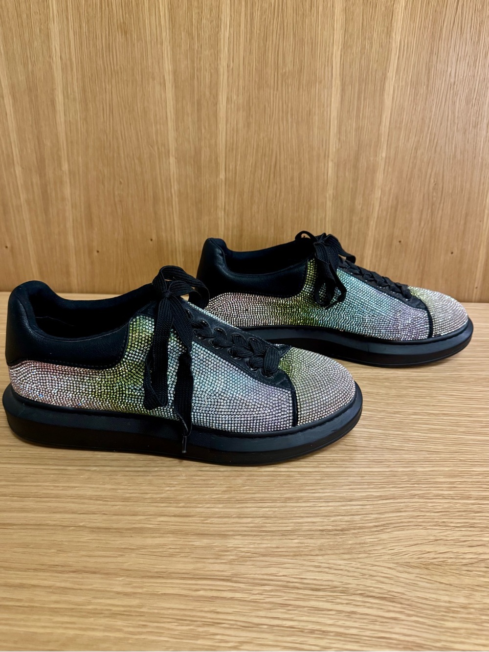Steve Madden Icebox Sparkly Rhinestone Studded Black Sneakers, Mens 11 - Picture 3 of 11